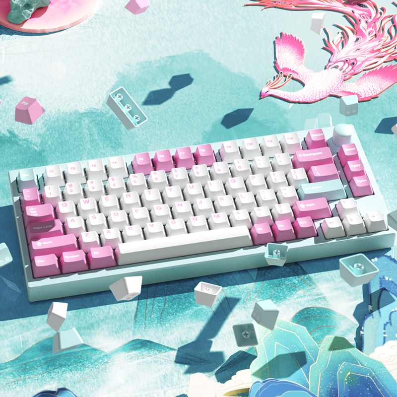 现货SKN青鸟75机械键盘无线三模铝坨坨客制化Gasket热插拔RGB套件